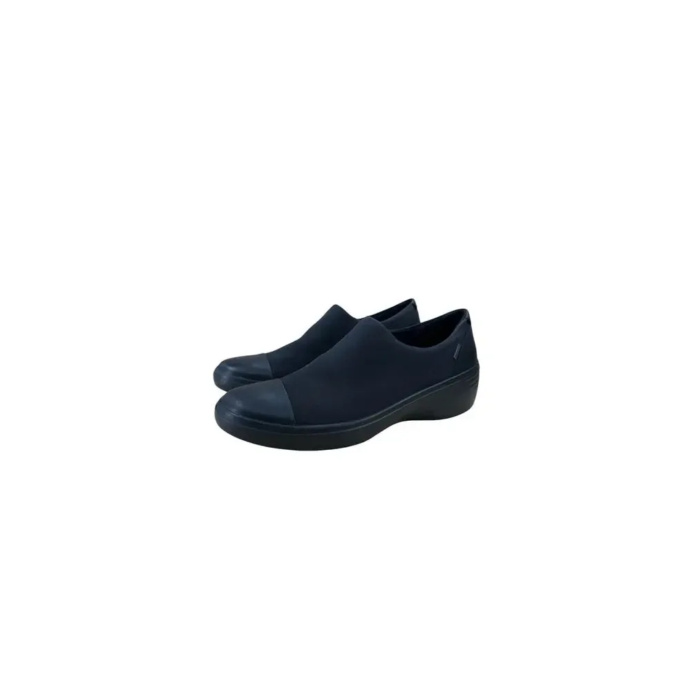 NEW ECCO Gore-Tex- Black-Women Slip on Wedge Shoes-Waterproof leather-Sz 9-9.5